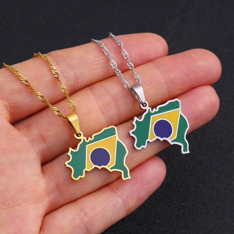 Brazil Flag Necklace