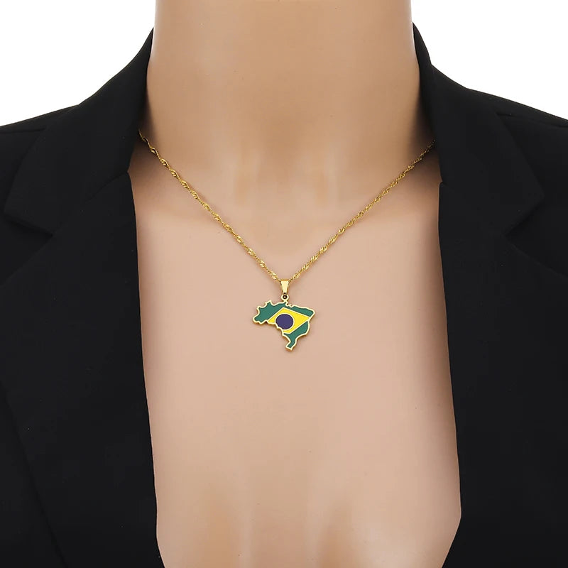 Brazil Flag Necklace