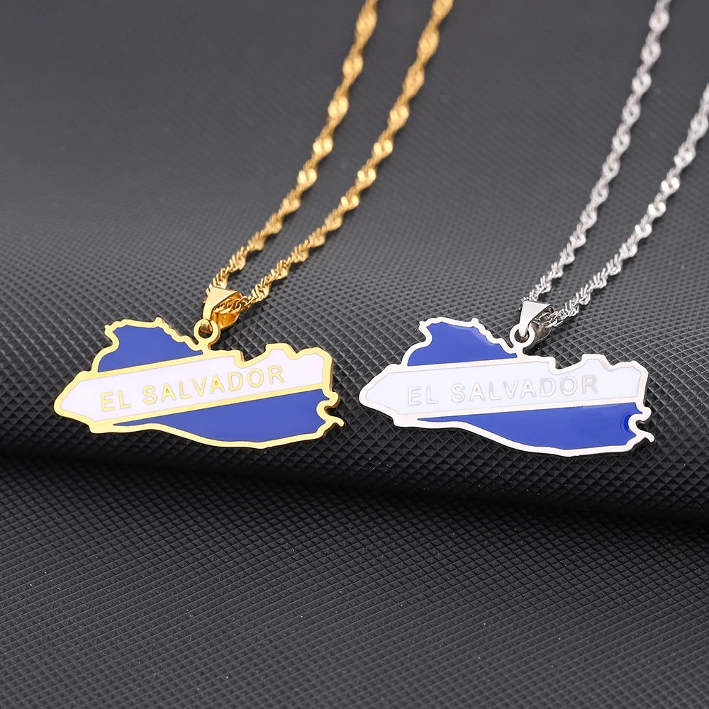 El Salvador Flag Necklace