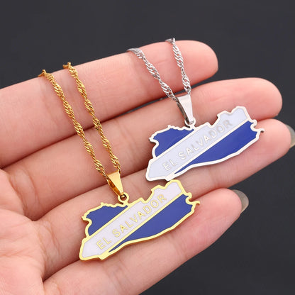 El Salvador Flag Necklace