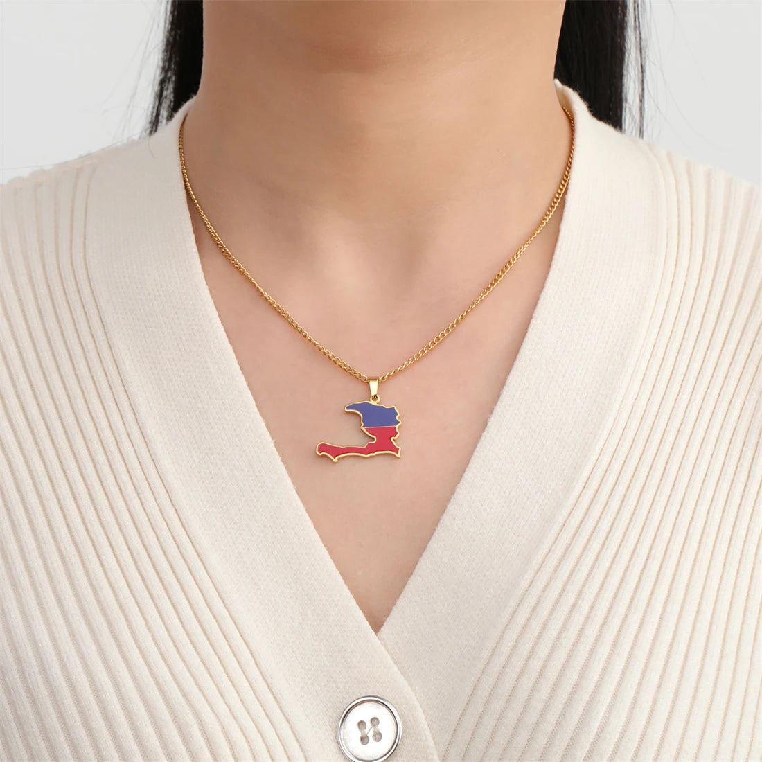 Haiti Flag Necklace