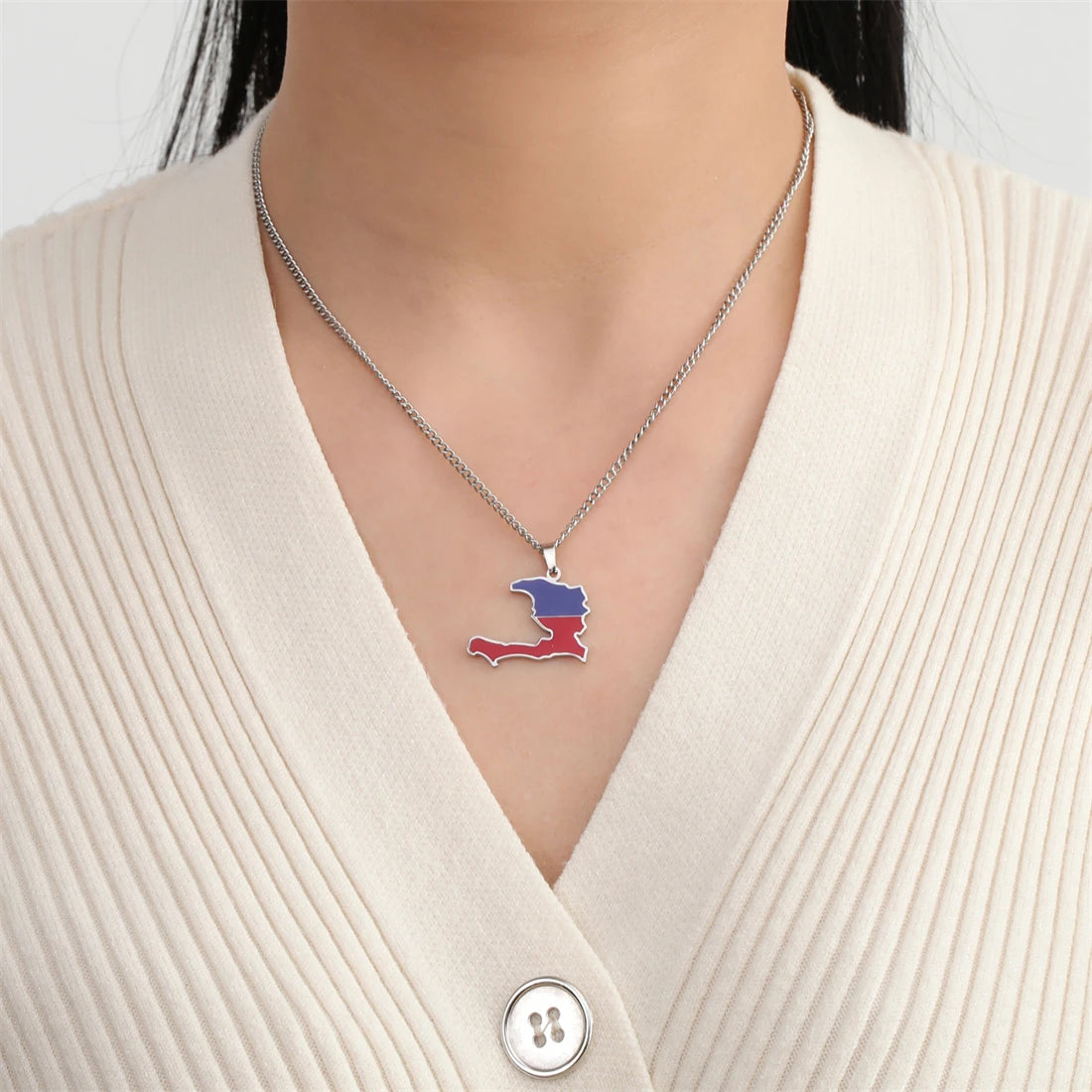 Haiti Flag Necklace