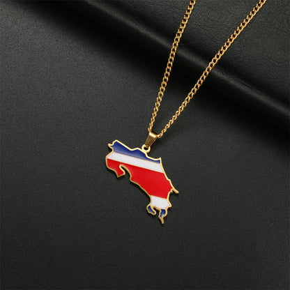 Costa Rica Flag Necklace