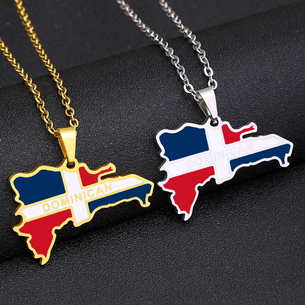 Dominican Republic Flag Necklace