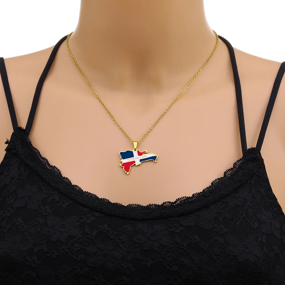 Dominican Republic Flag Necklace