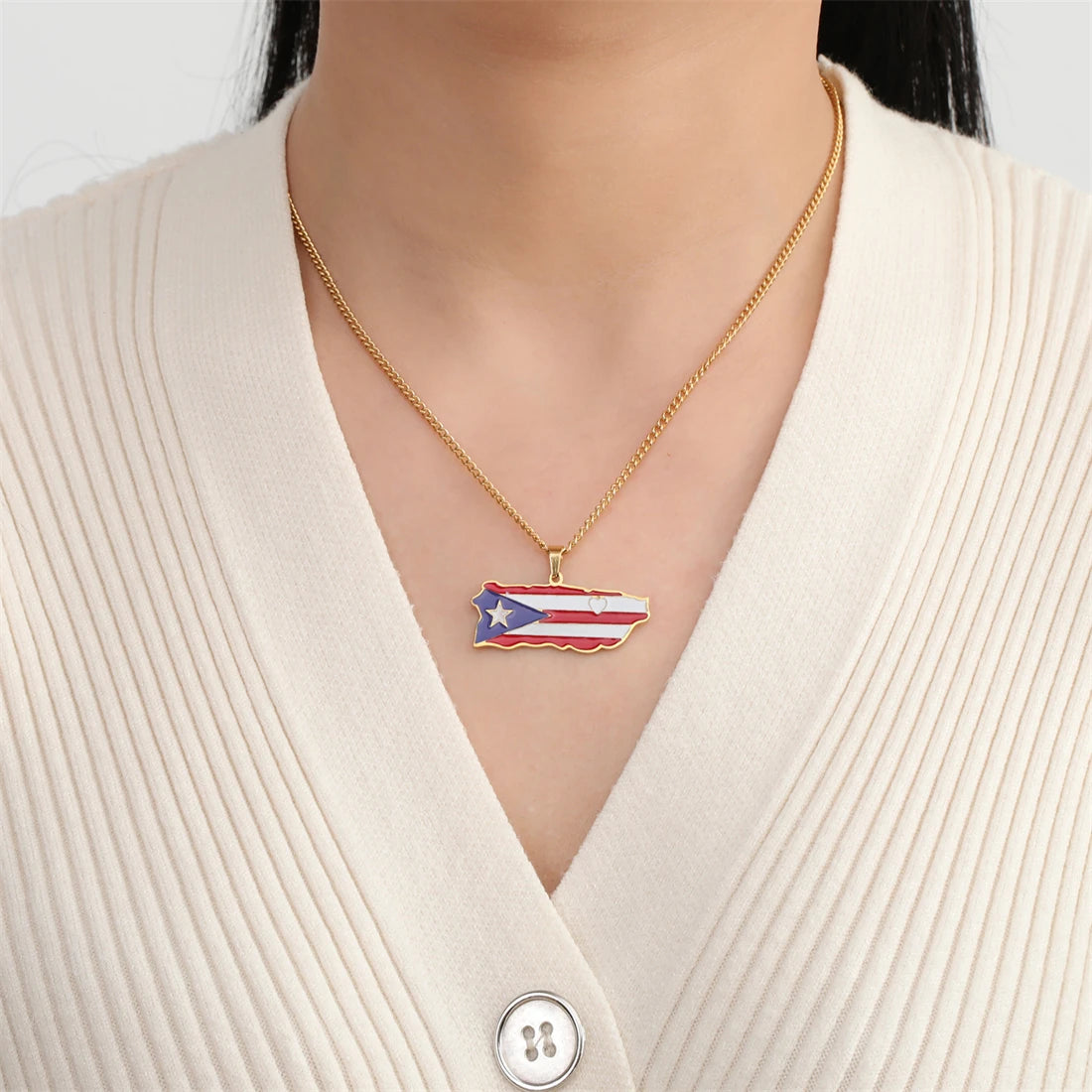 Puerto Rico Flag Necklace