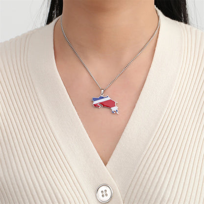 Costa Rica Flag Necklace