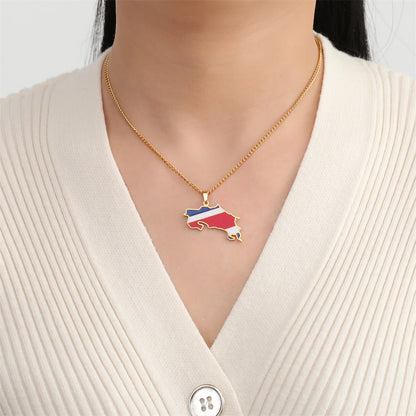 Costa Rica Flag Necklace